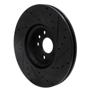 Volvo XC60 Brake Rotor (1) - Front Left - R1 Concepts - Drilled & Slotted - Black - `16-`17